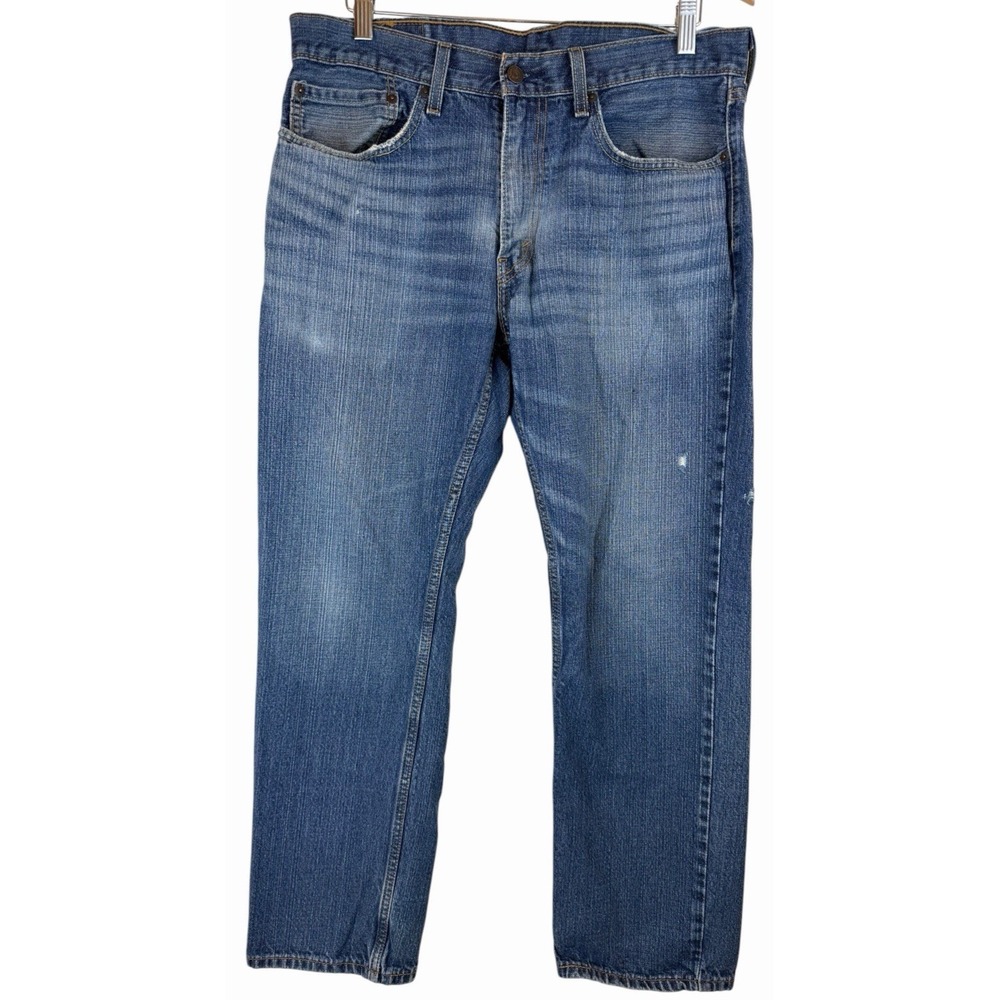 Levi's 559 Relaxed Straight Men's Blue Denim 34x30 Distressed Whisker‎ Fade